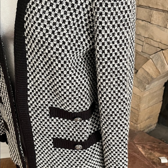 Vintage Castleberry Wool Blend White Check Cardigan Sweater Jacket Size 6 - Picture 2 of 6
